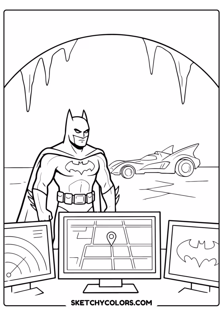 batman inside the batcave free pdf coloring page