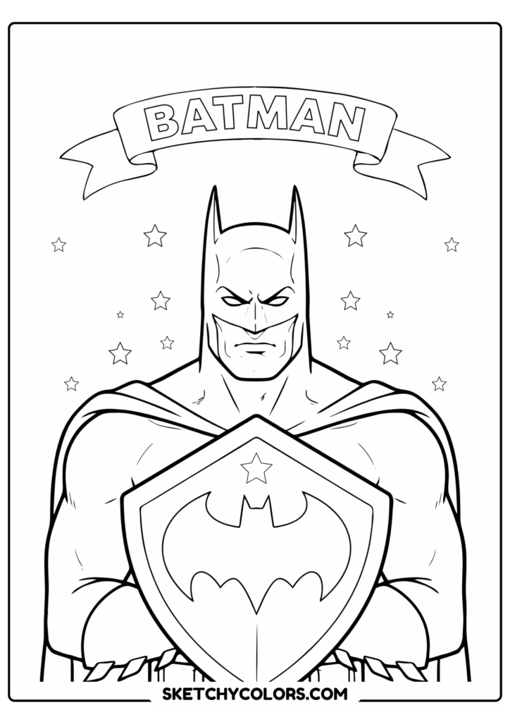 batman with a bat shield free printable for kids