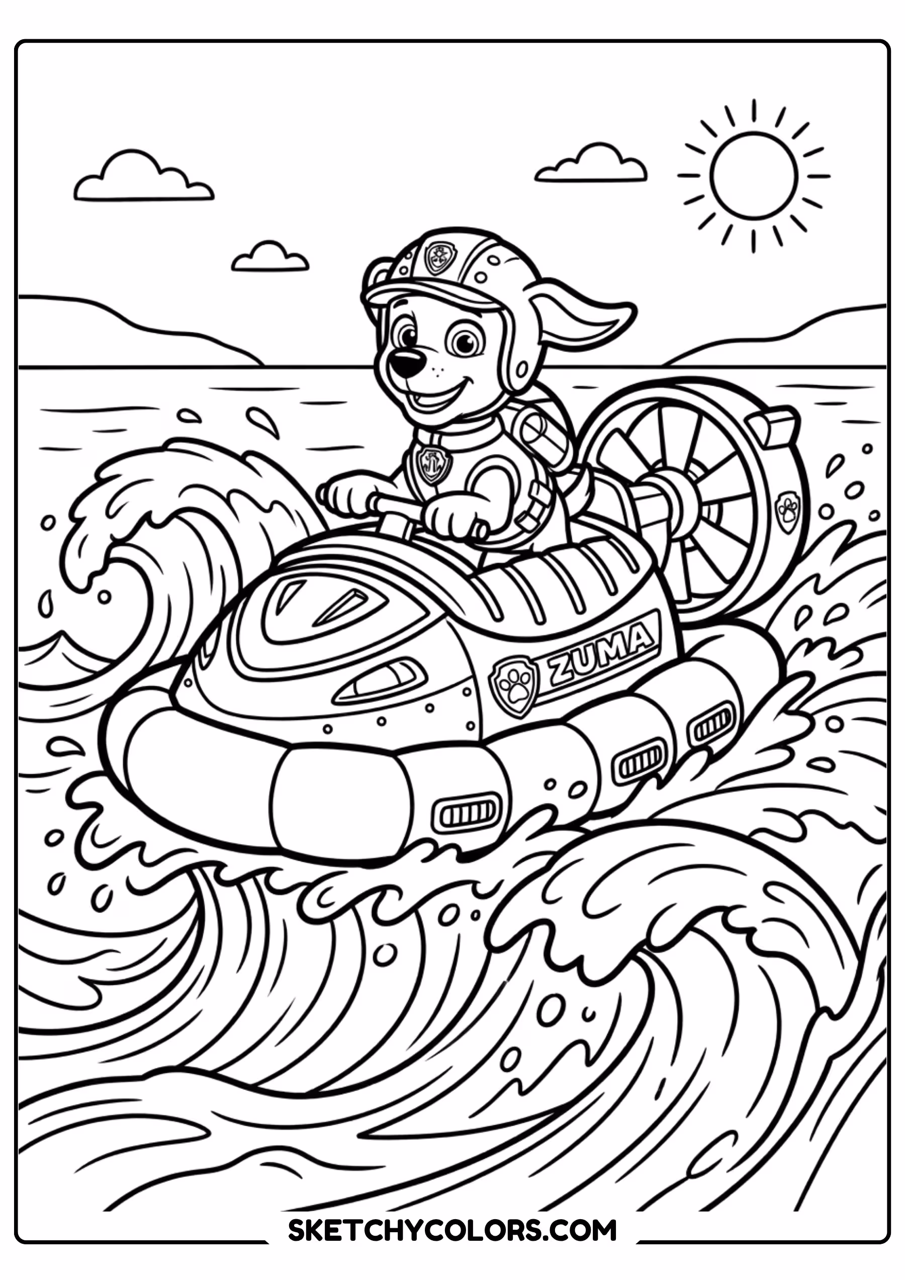 paw patrol coloring pages - chase free printable for kids