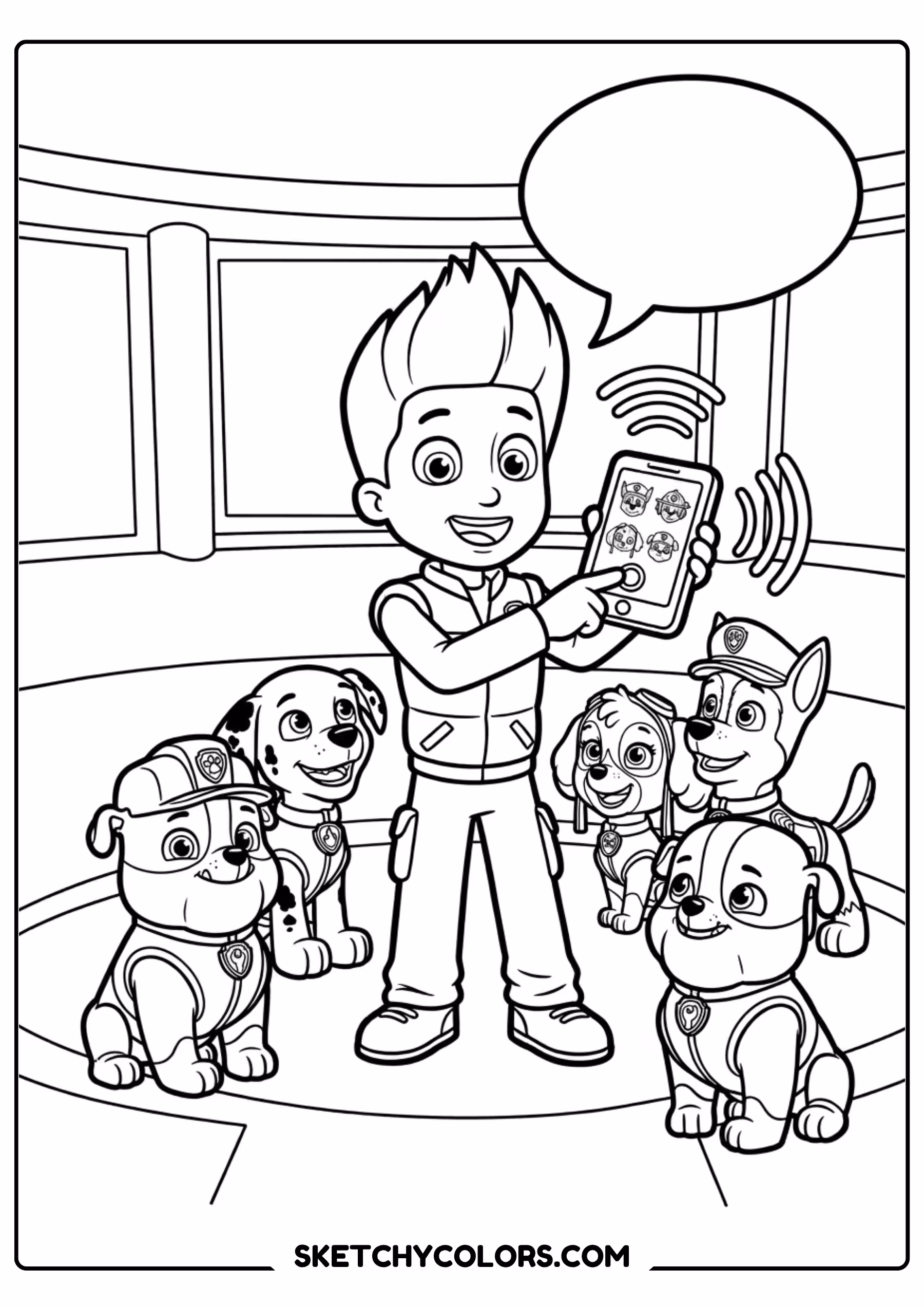 paw patrol badge and pups coloring page free printable for kids
