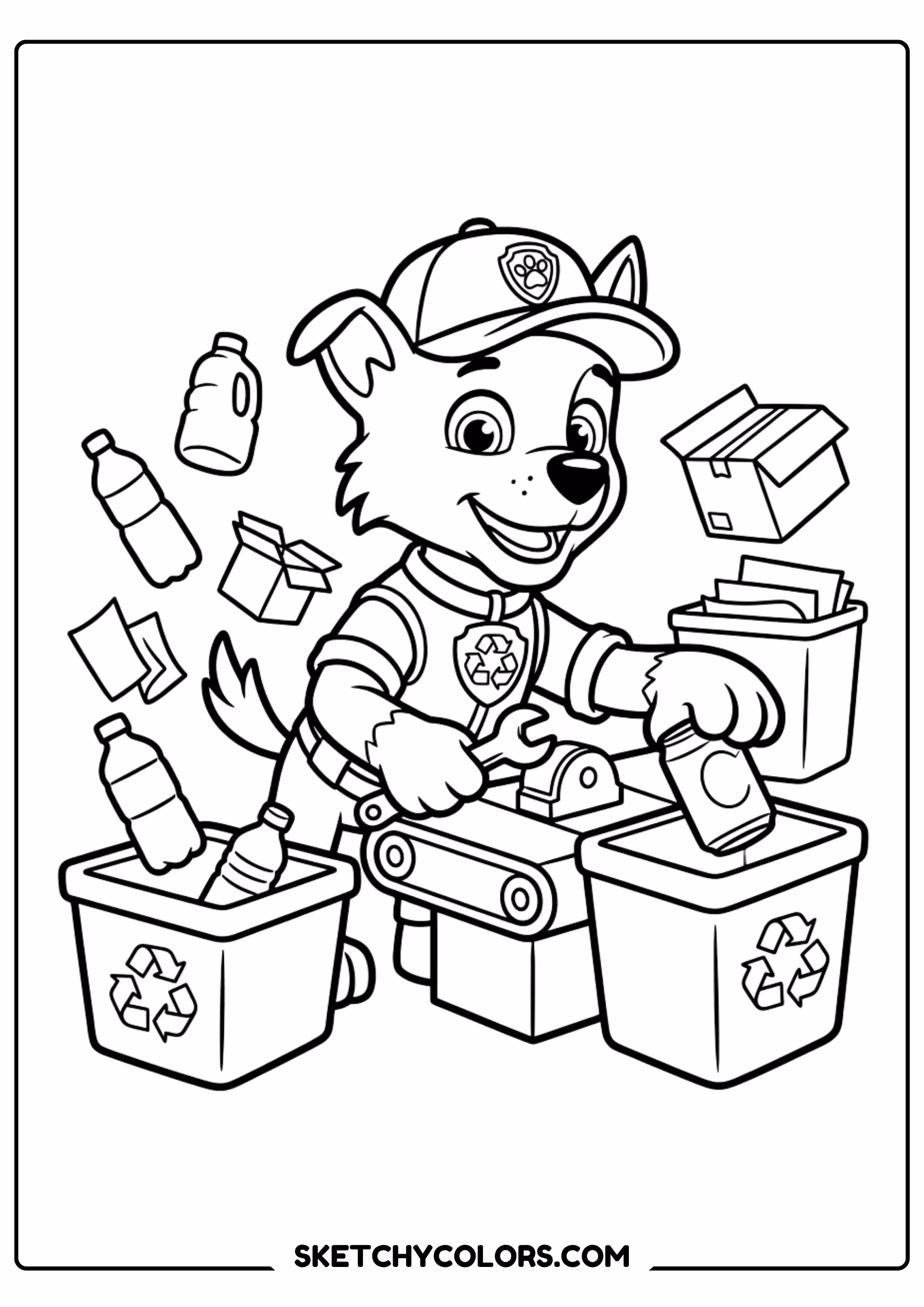 chase and rubble teamwork coloring page free printable for kids
