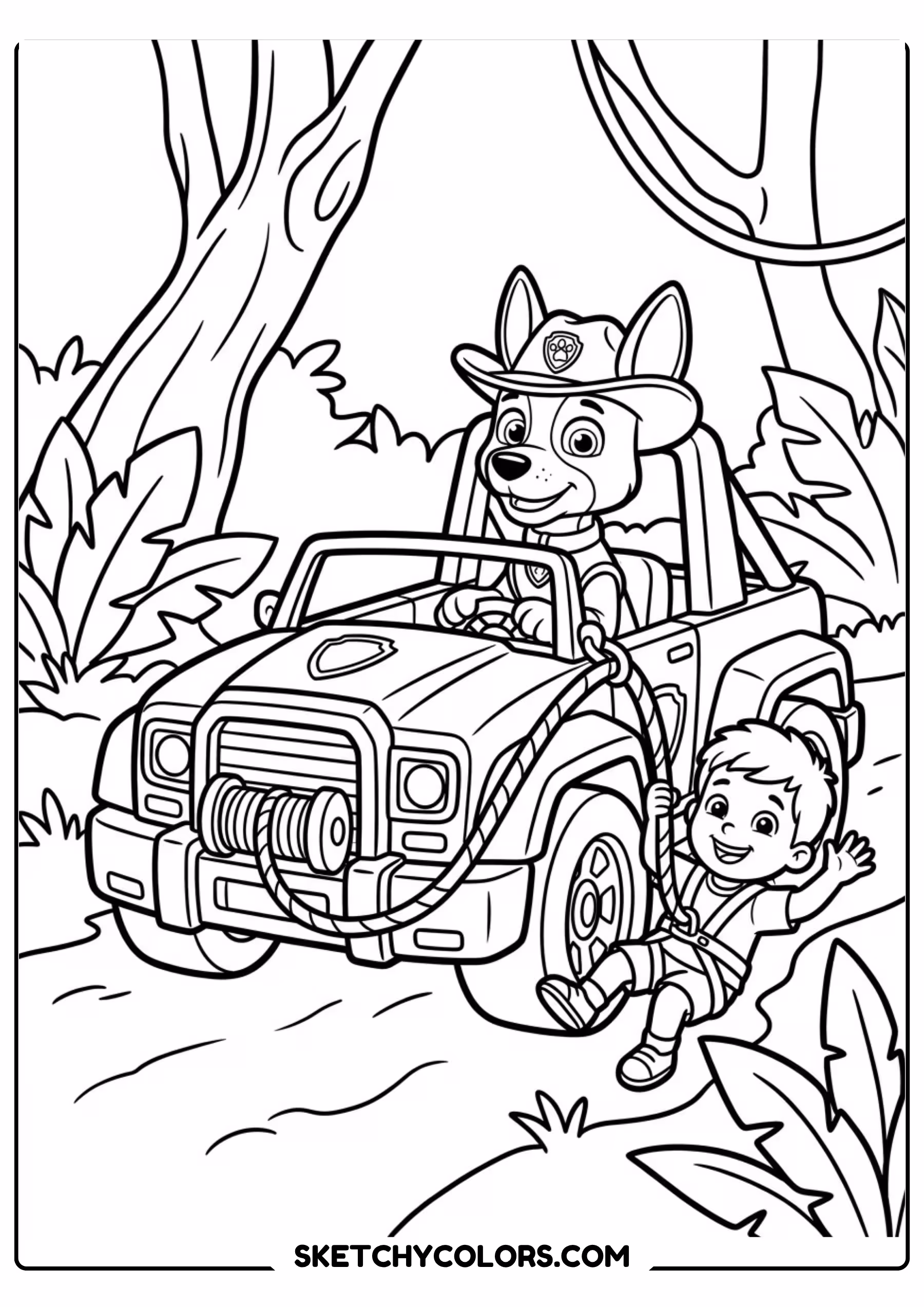 everest snow pup coloring page free printable for kids