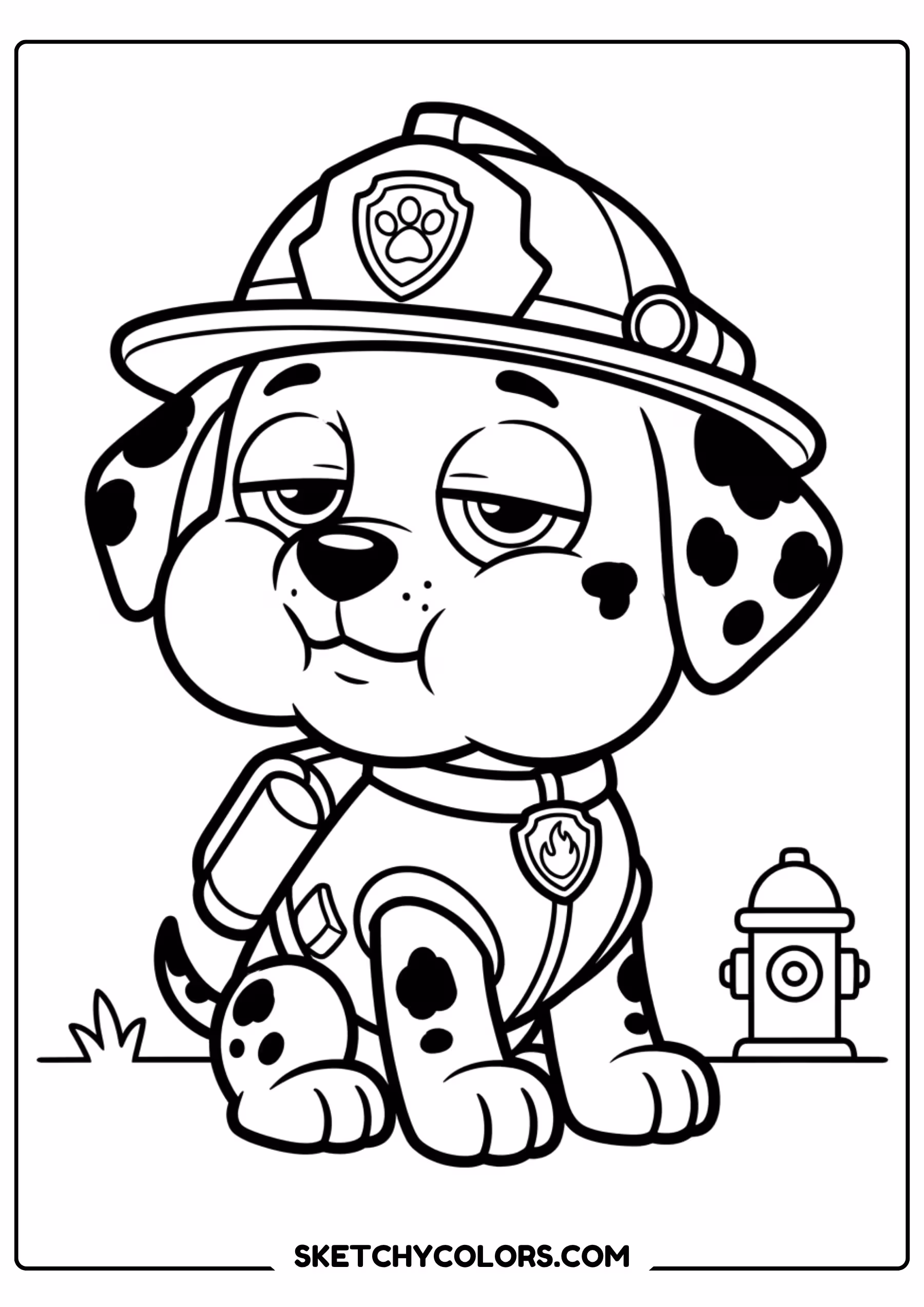 marshall pool rescue coloring page free printable for kids
