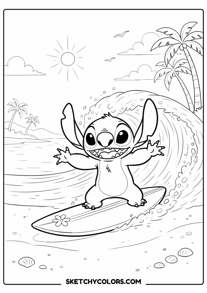 stitch surfing adventure free printable for kids