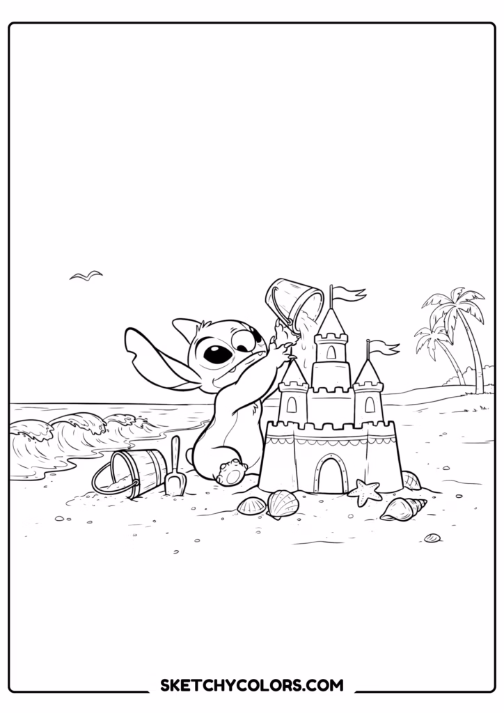 stitch sandcastle builder printable for kids pdf