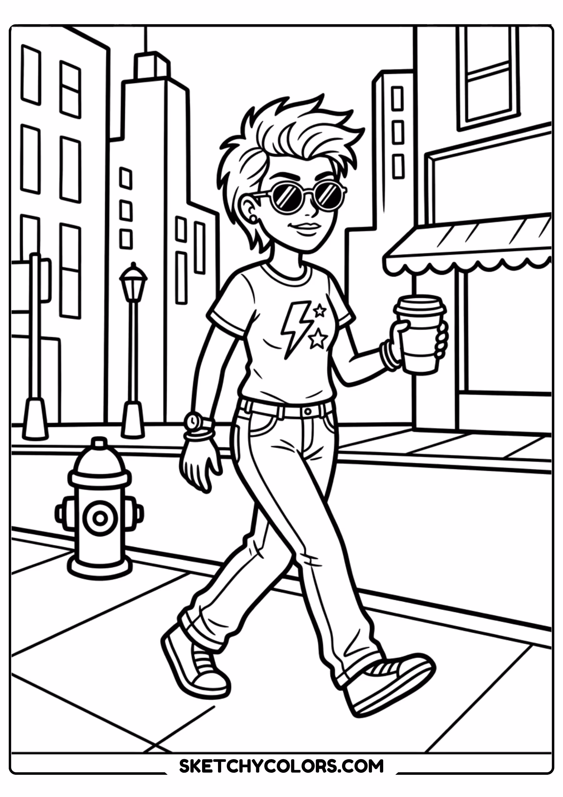 taylor swift coloring pages - city coffee walk free printable PDF for kids