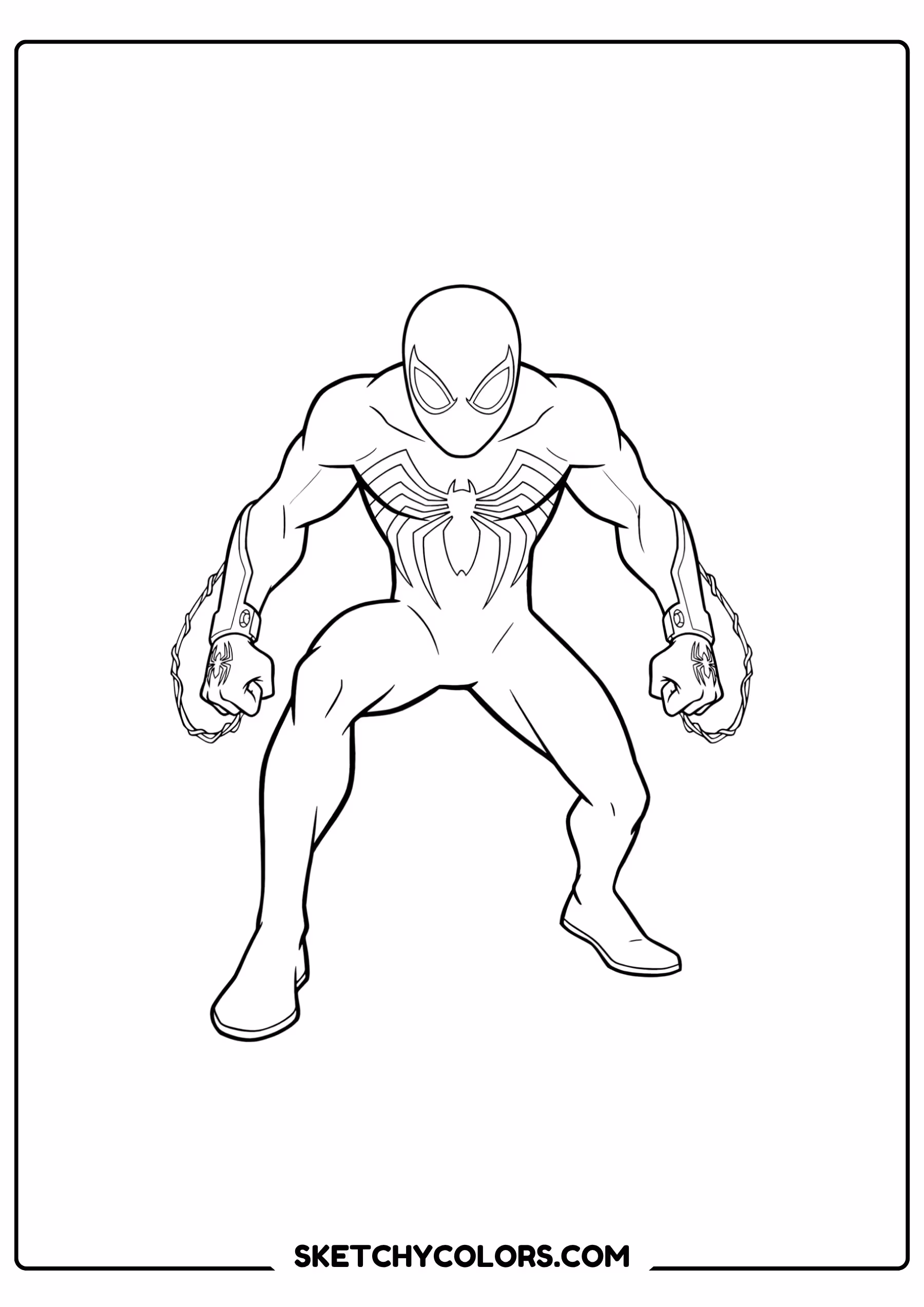 spiderman coloring pages - dark suit stance free printable PDF for kids