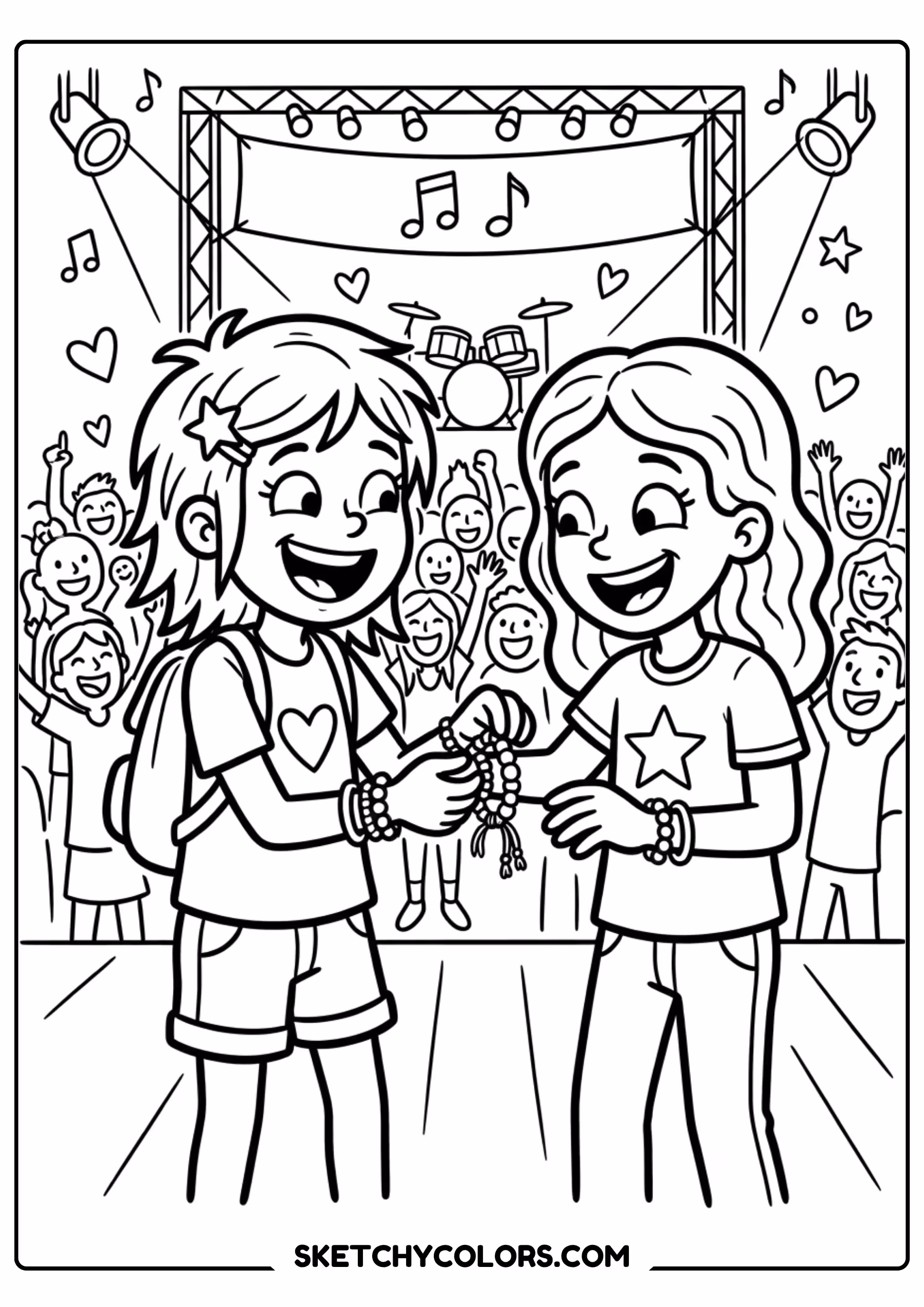 taylor swift coloring pages - trading friendship bracelets free printable PDF for kids