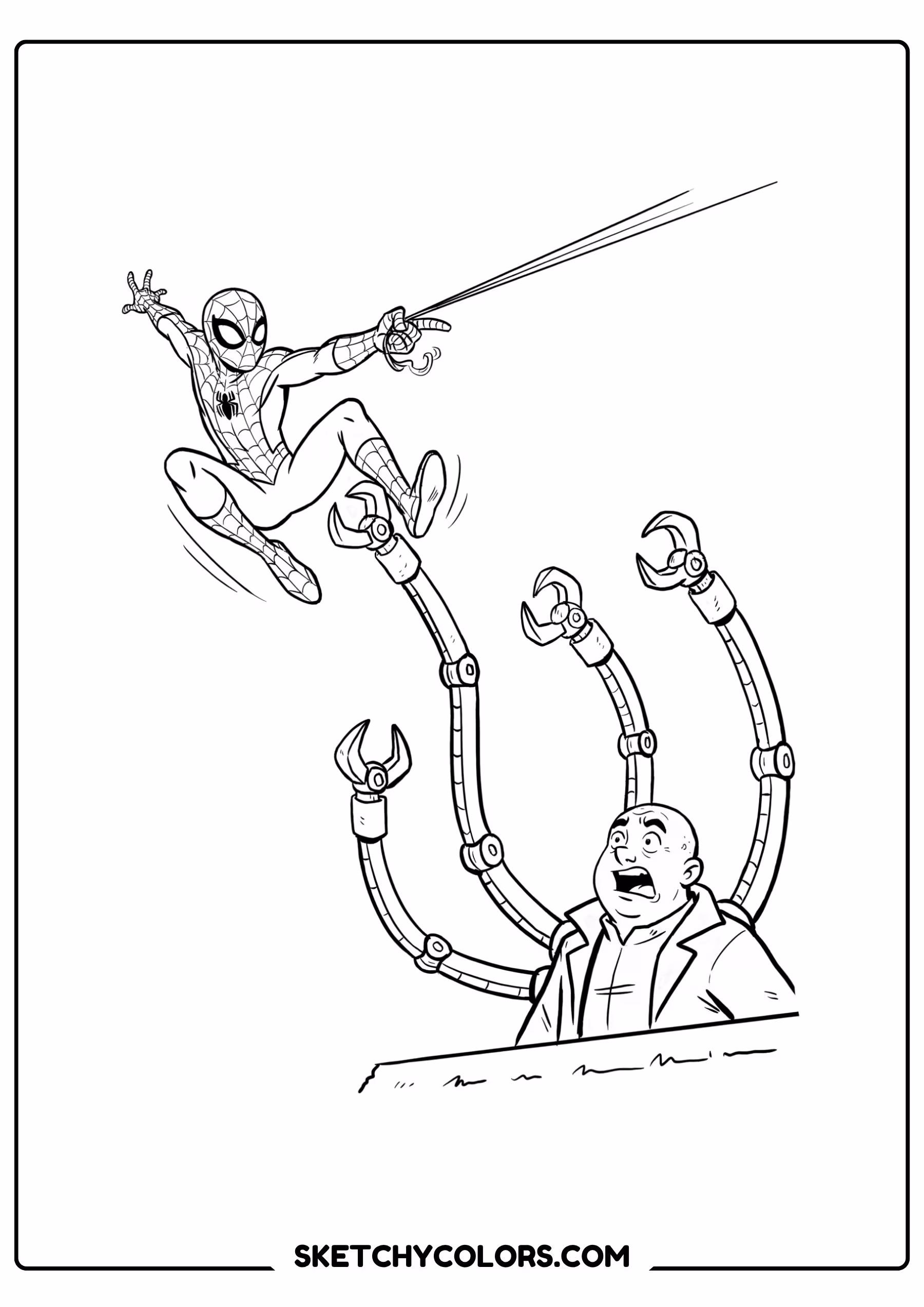 spiderman coloring pages - tentacle trouble free printable PDF for kids