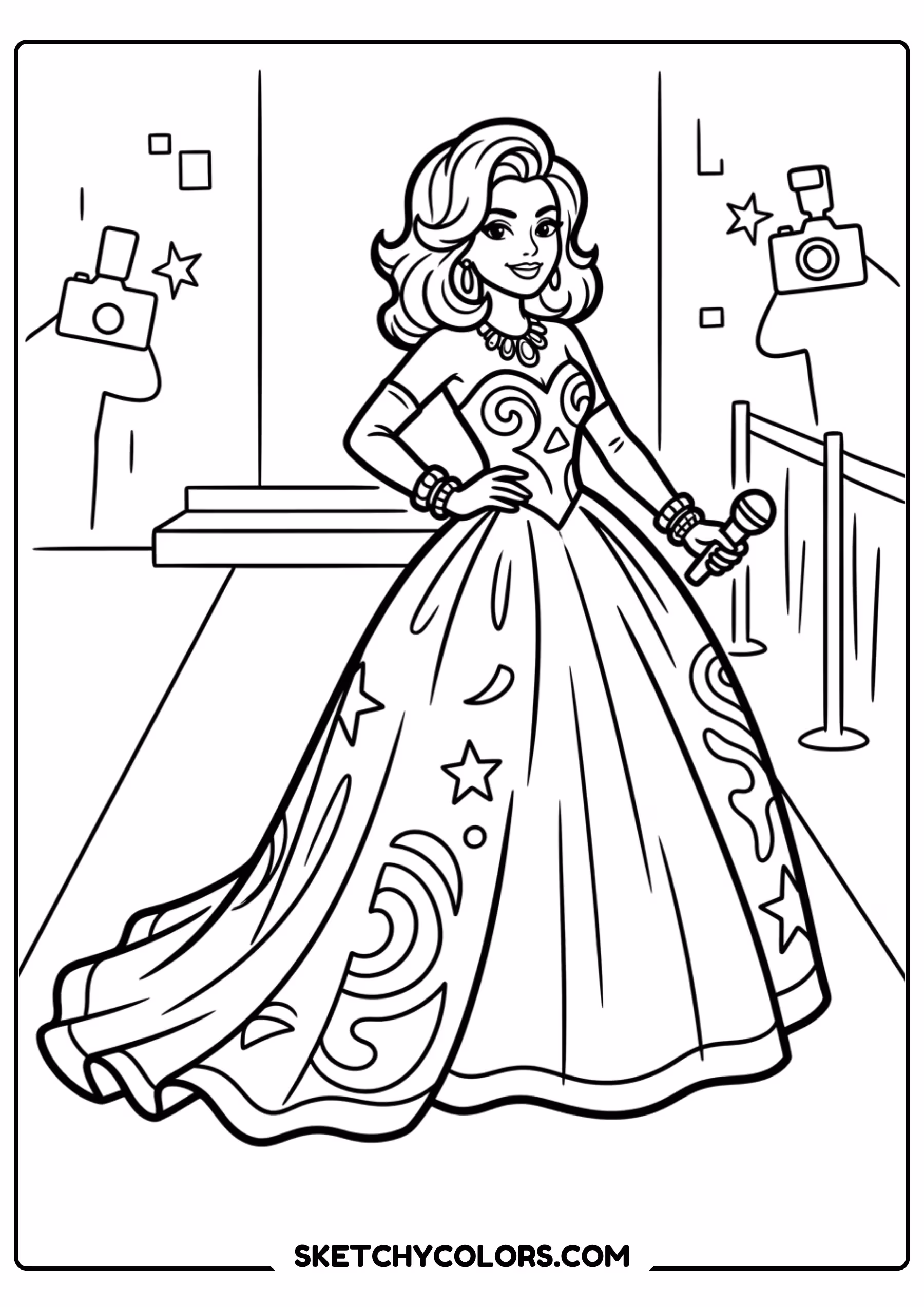 taylor swift coloring pages - red carpet superstar free printable PDF for kids