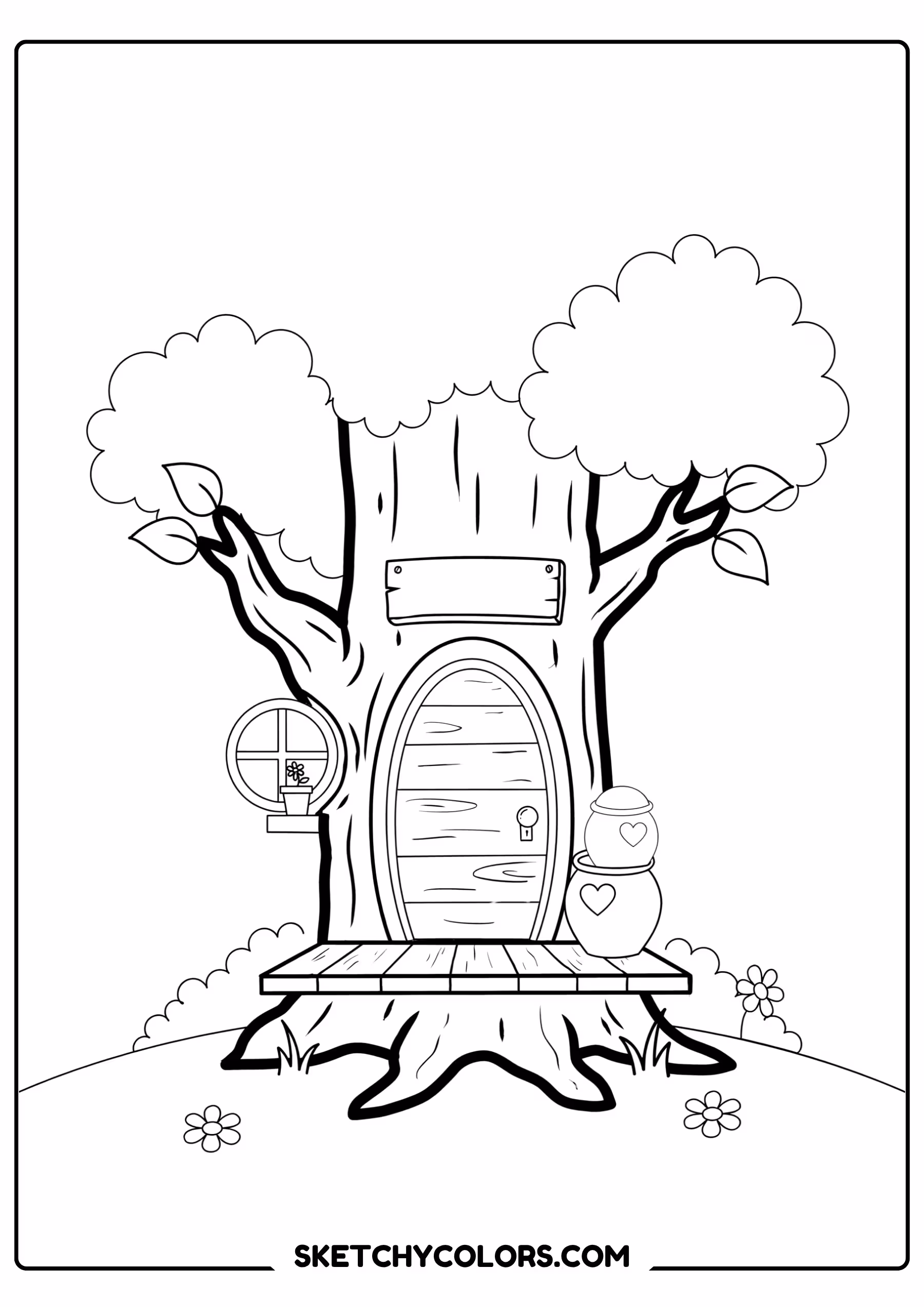 winnie the pooh coloring pages - hundred acre treehouse free printable PDF for kids