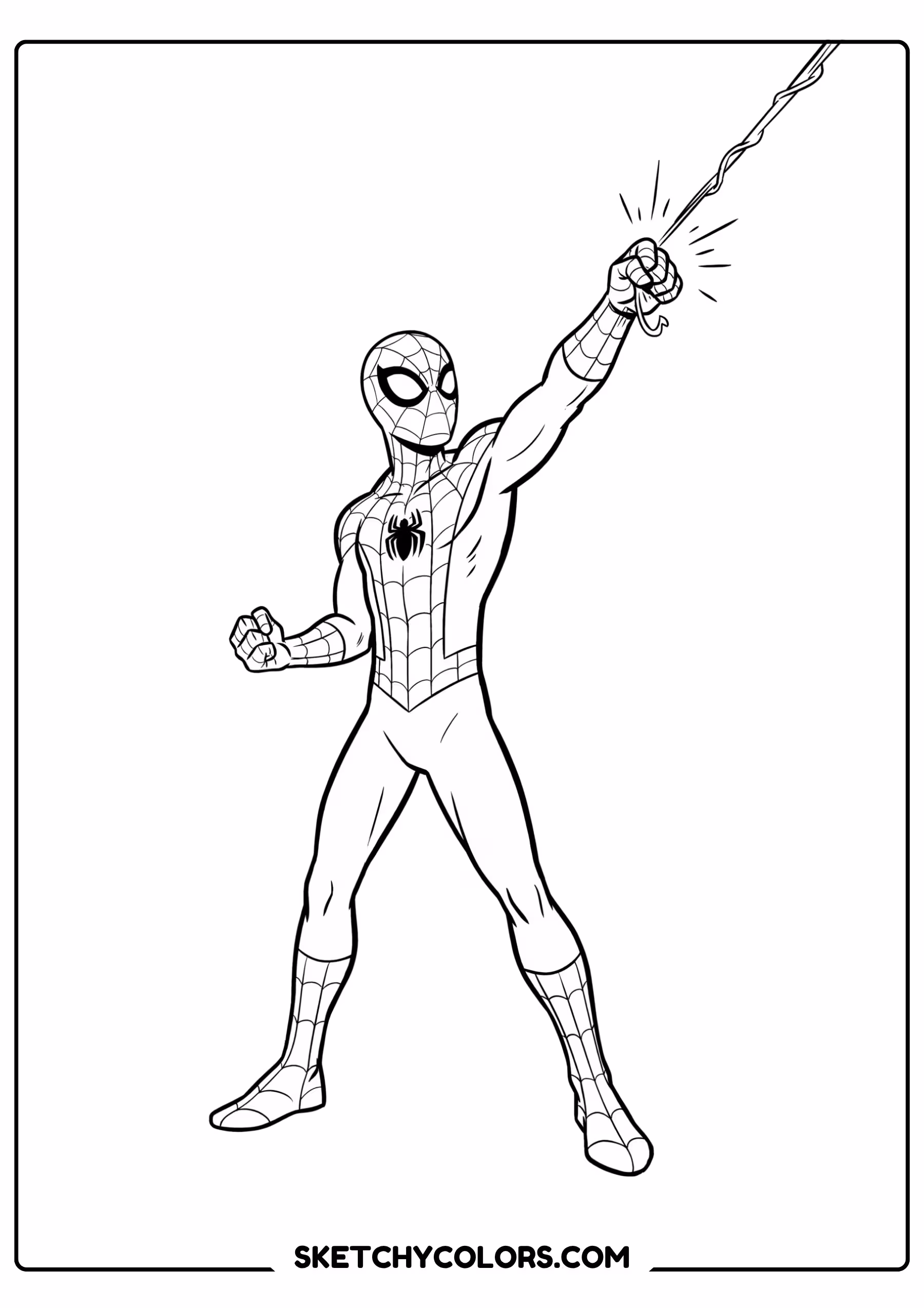 spiderman coloring pages - web shot skyward free printable PDF for kids