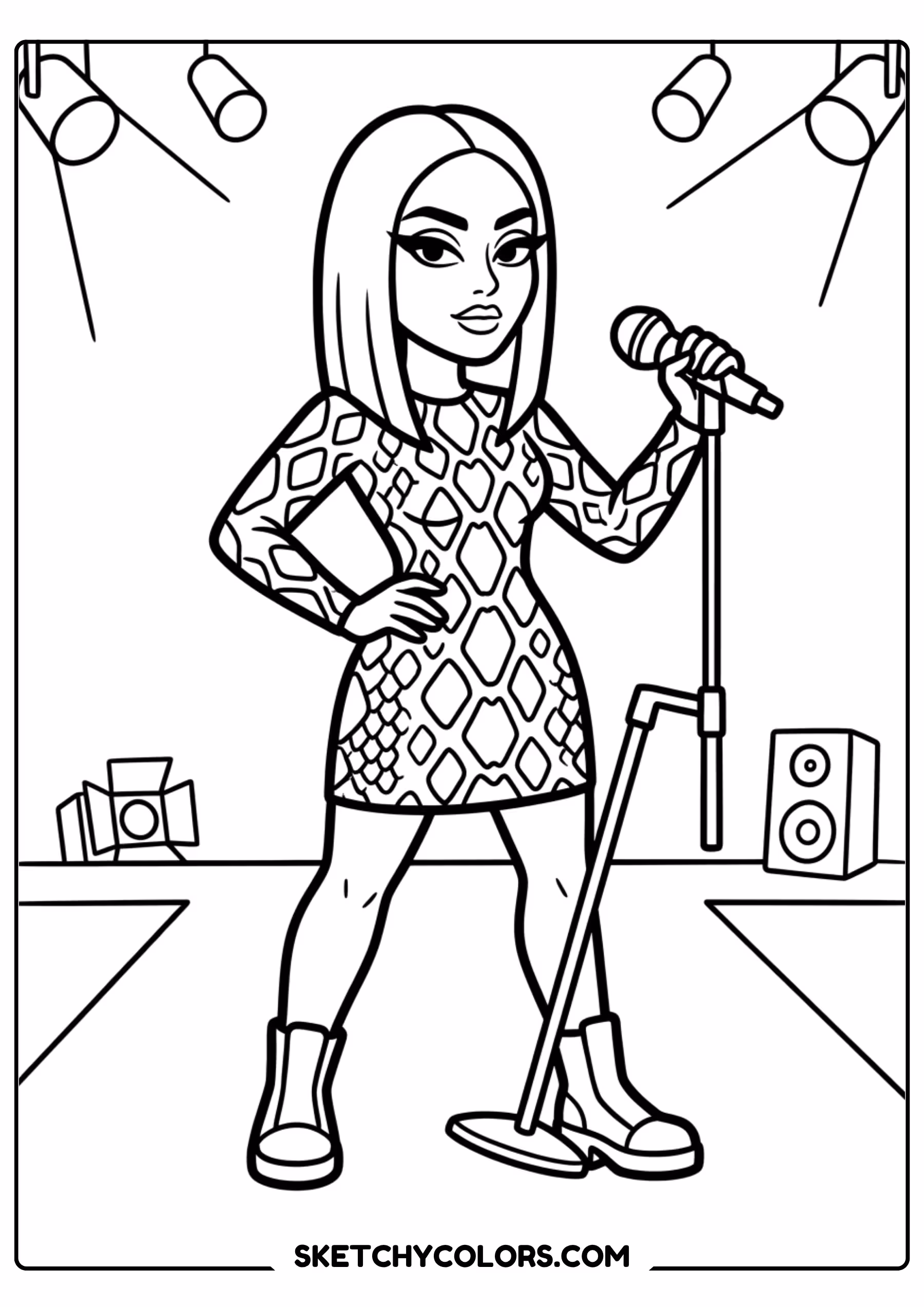taylor swift coloring pages - speaker stack singer free printable PDF for kids