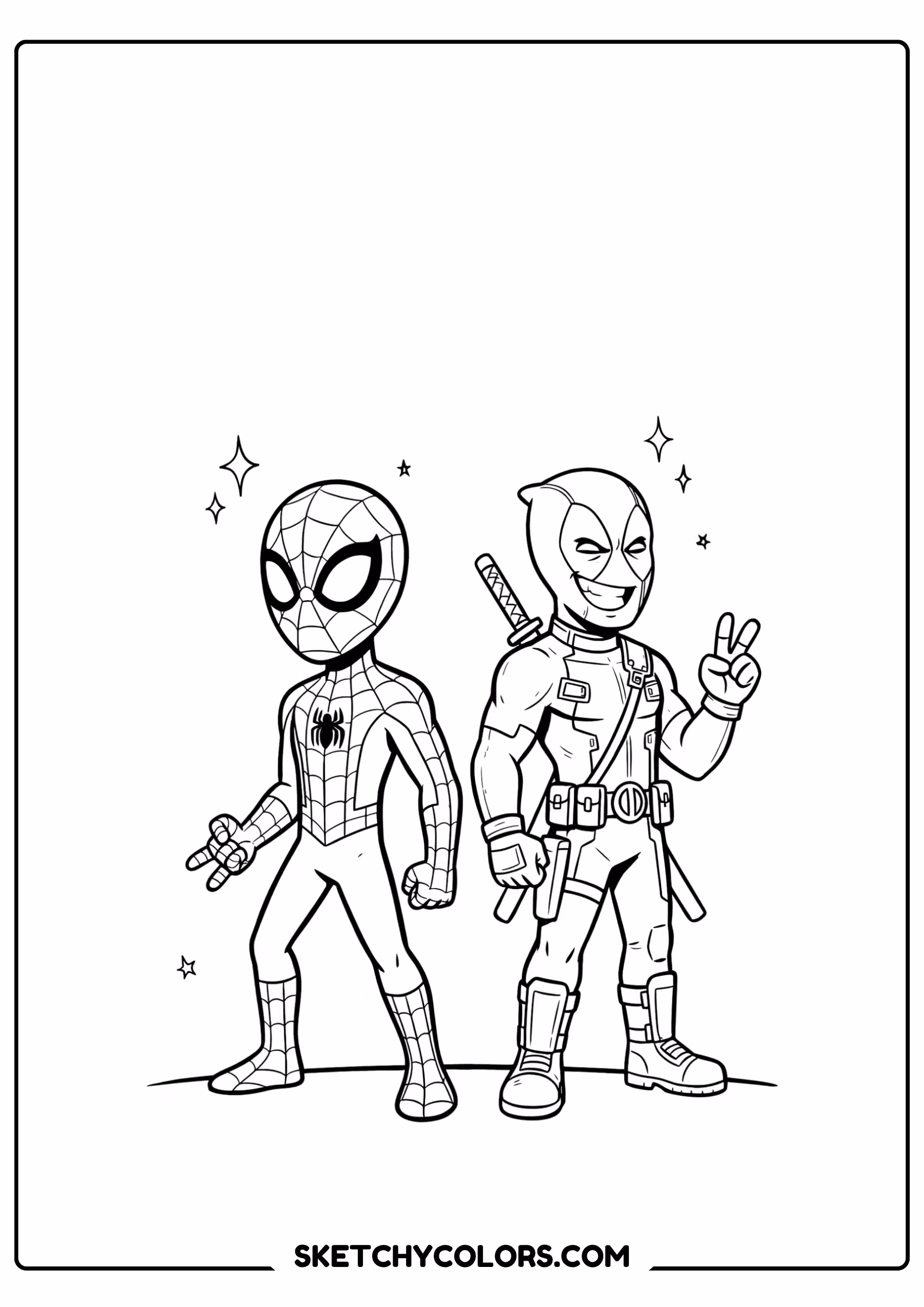spiderman coloring pages - peace sign pals free printable PDF for kids