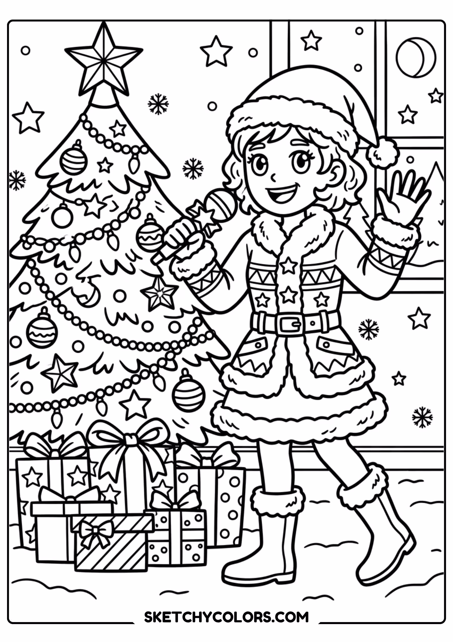 taylor swift coloring pages - christmas concert cheer free printable PDF for kids