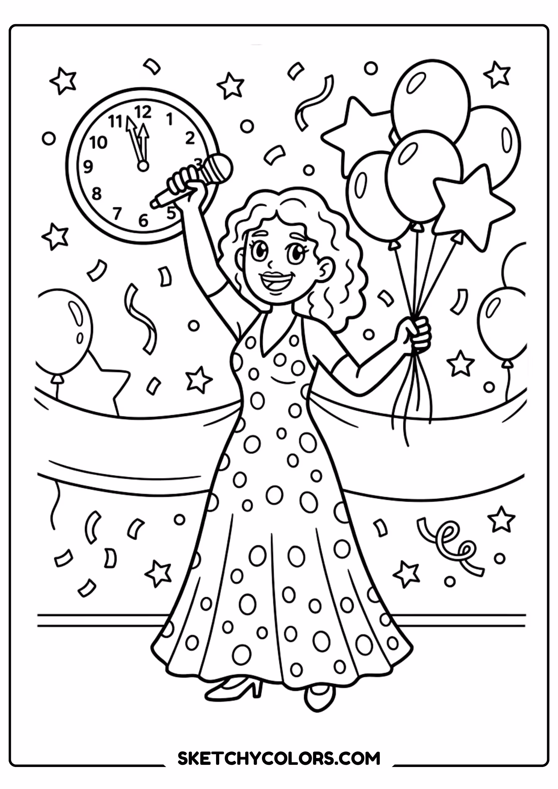 taylor swift coloring pages - new year countdown free printable PDF for kids