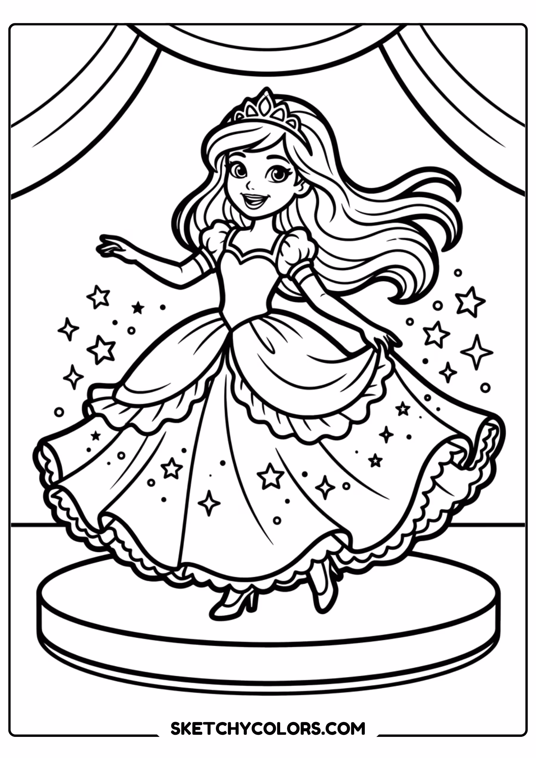 taylor swift coloring pages - princess star dance free printable PDF for kids