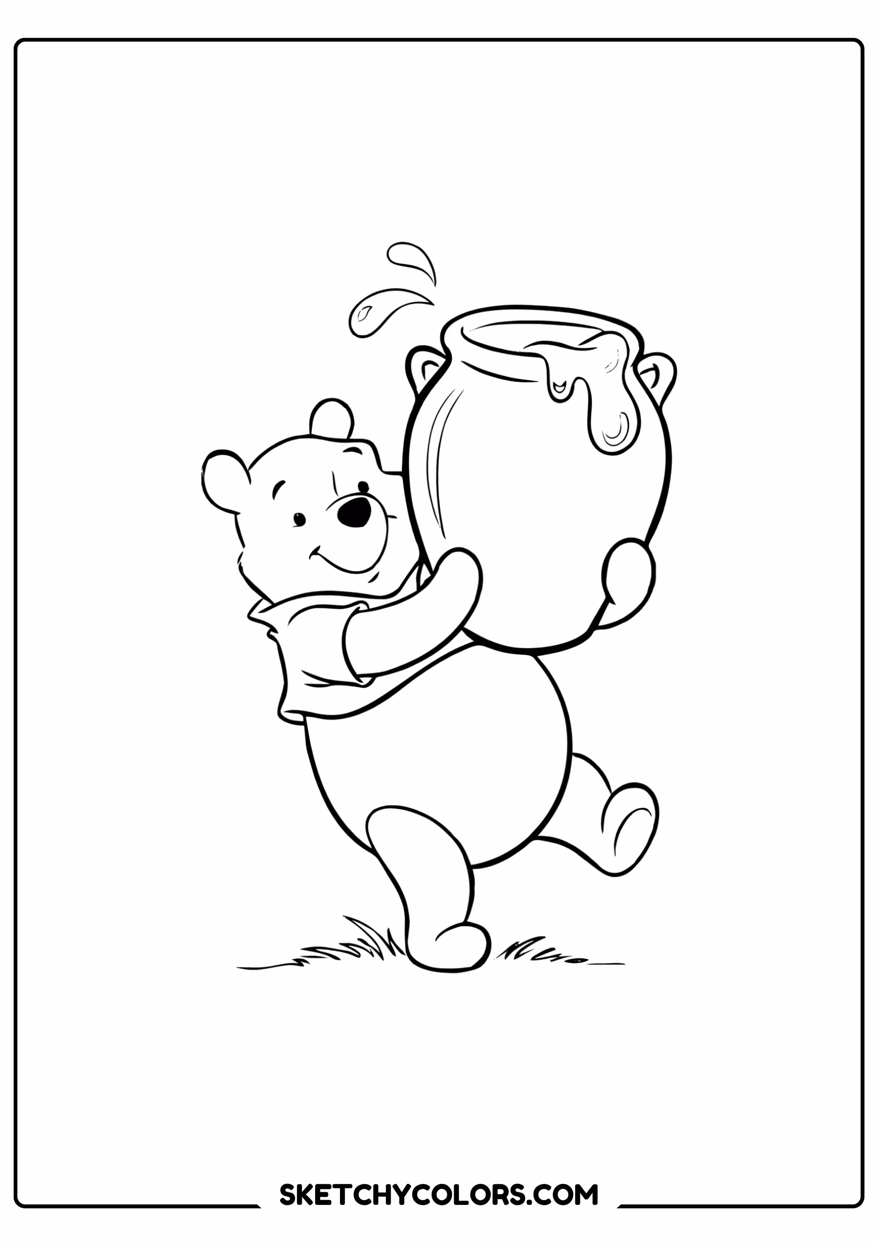 winnie the pooh coloring pages - honey pot overhead free printable PDF for kids