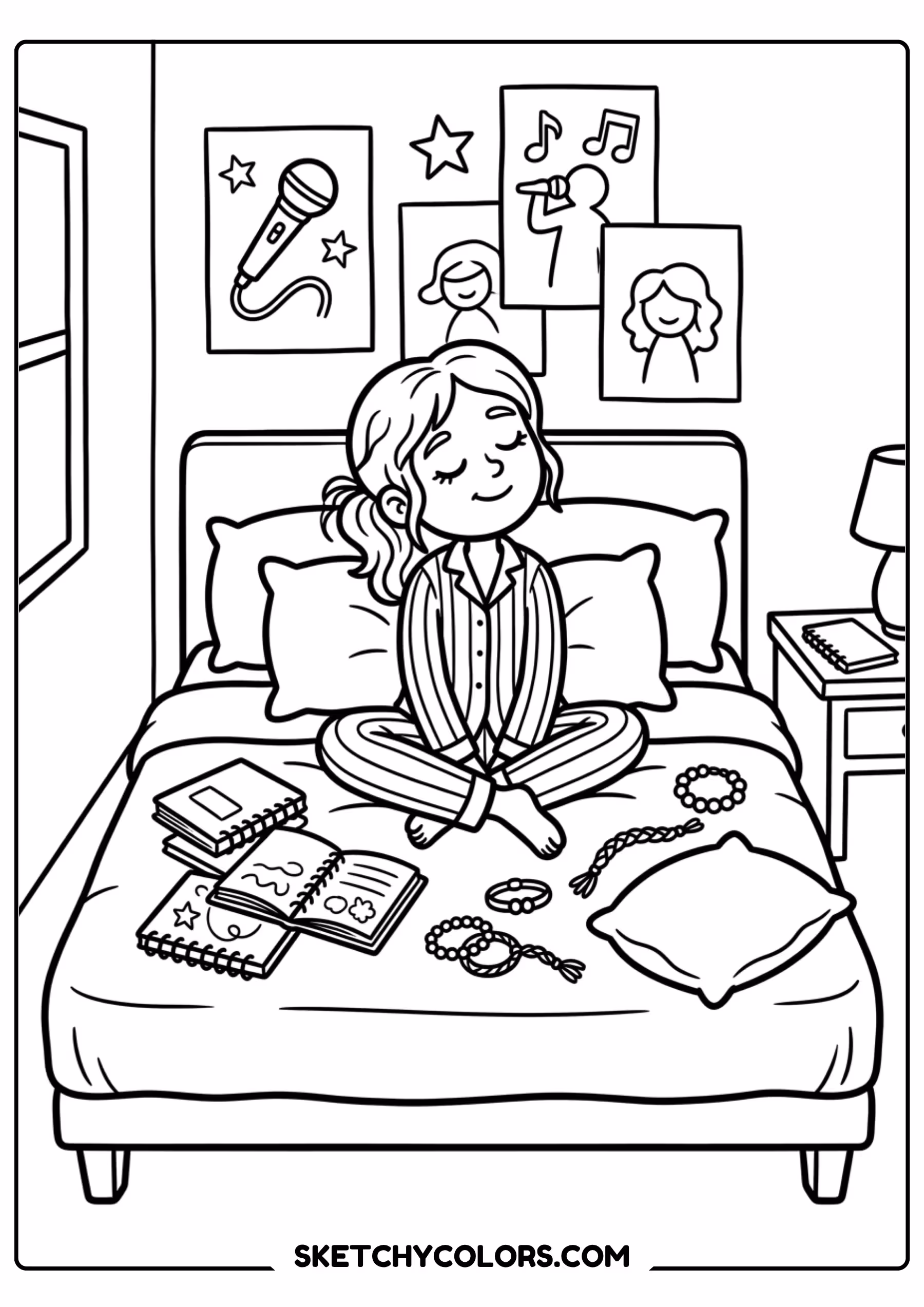 taylor swift coloring pages - dreaming of music free printable PDF for kids