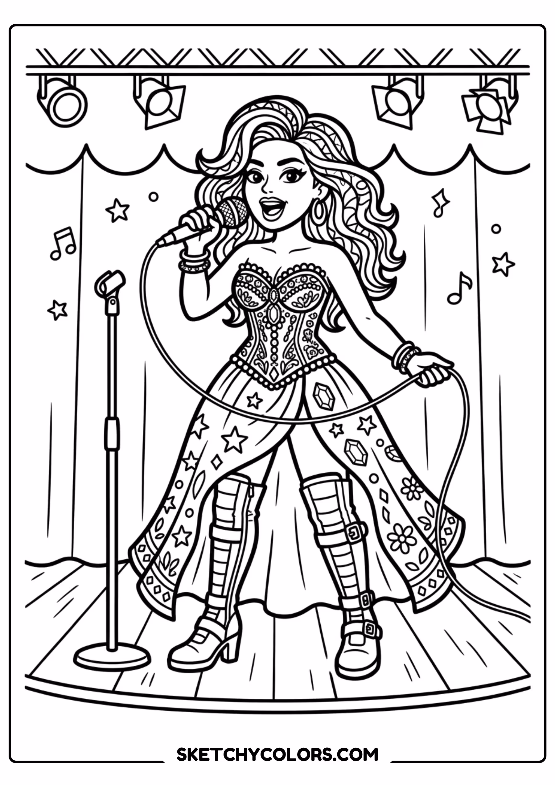 taylor swift coloring pages - corset tour outfit free printable PDF for kids