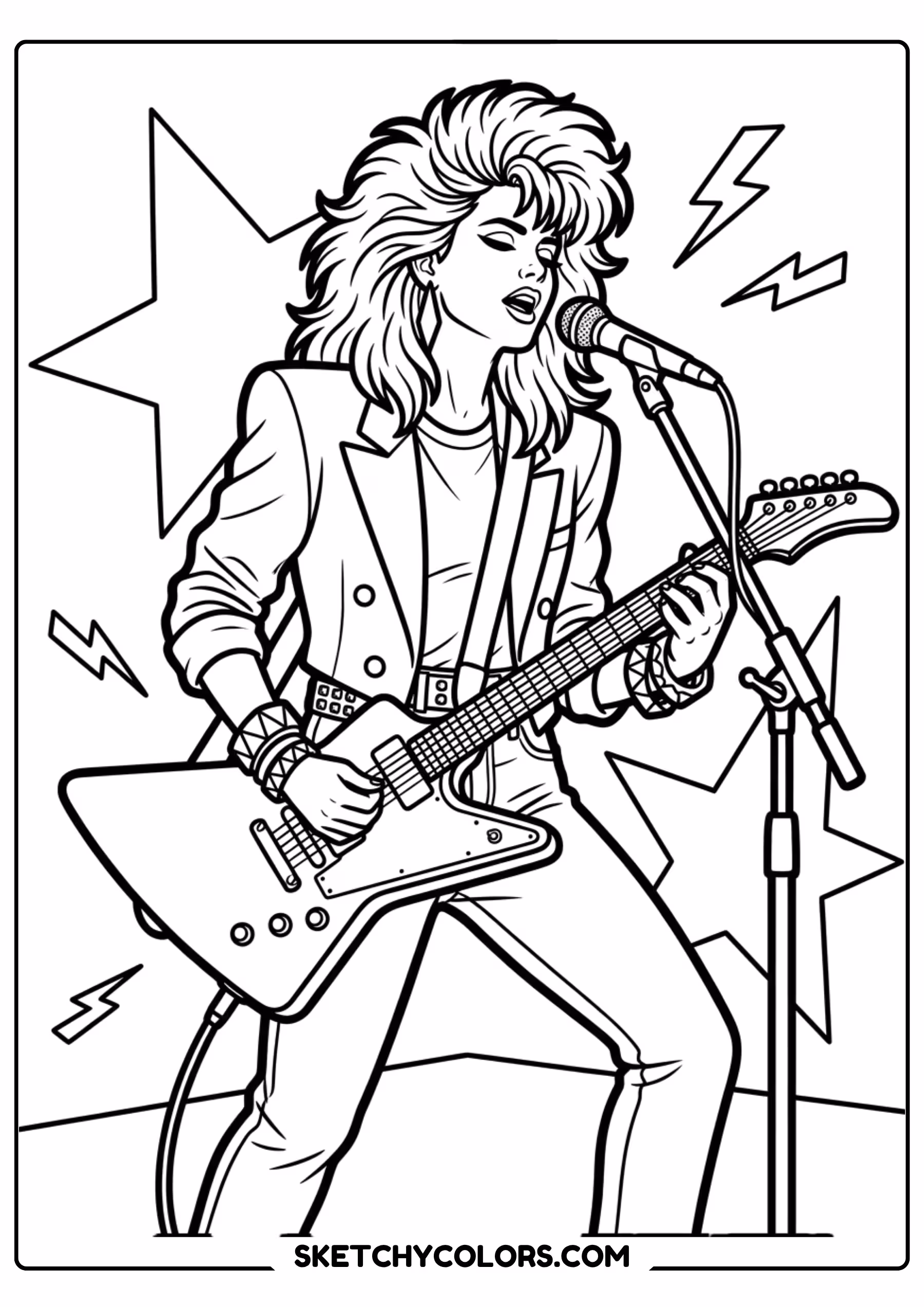 taylor swift coloring pages - electric guitar rocker free printable PDF for kids