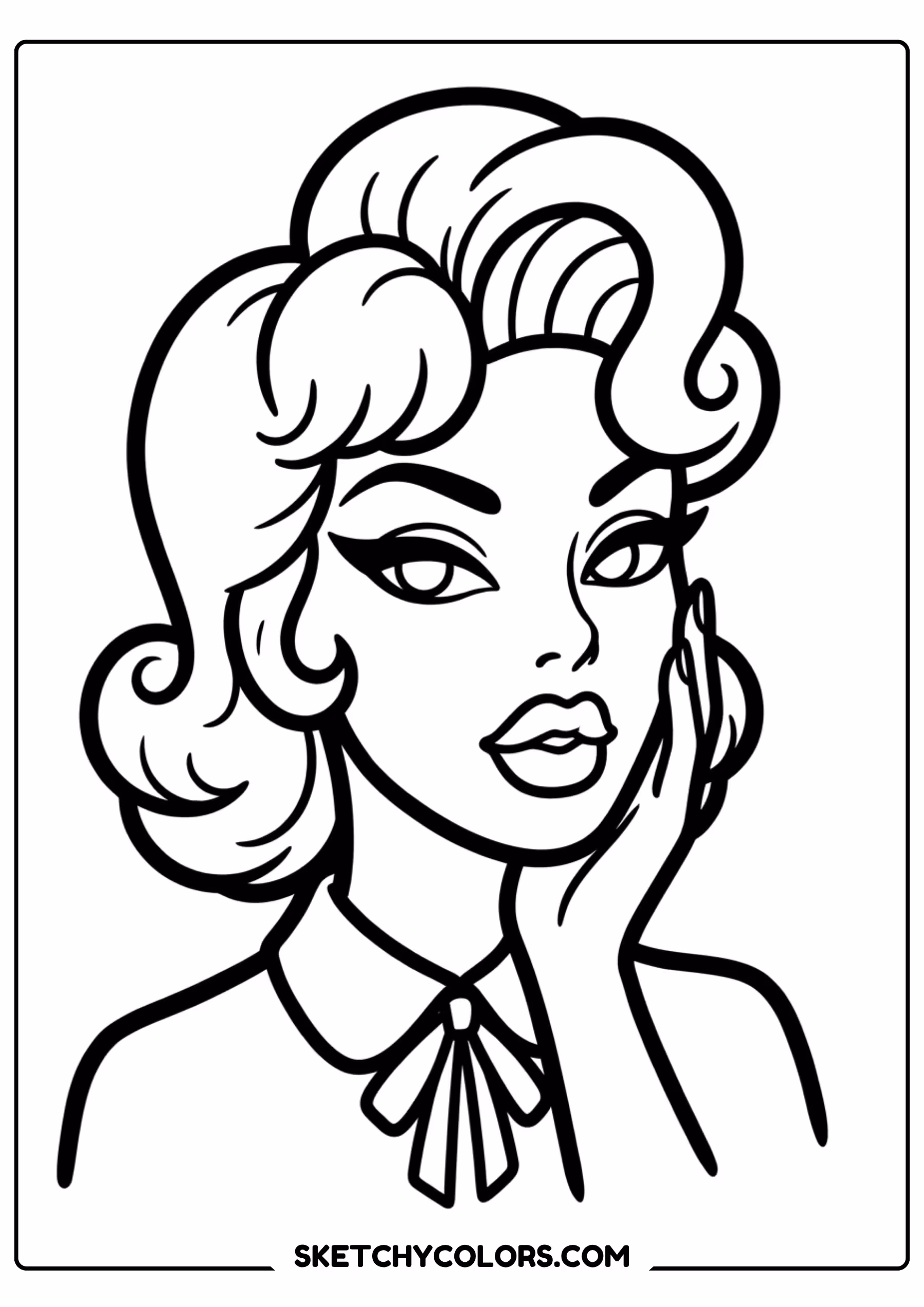 taylor swift coloring pages - retro pinup portrait free printable PDF for kids