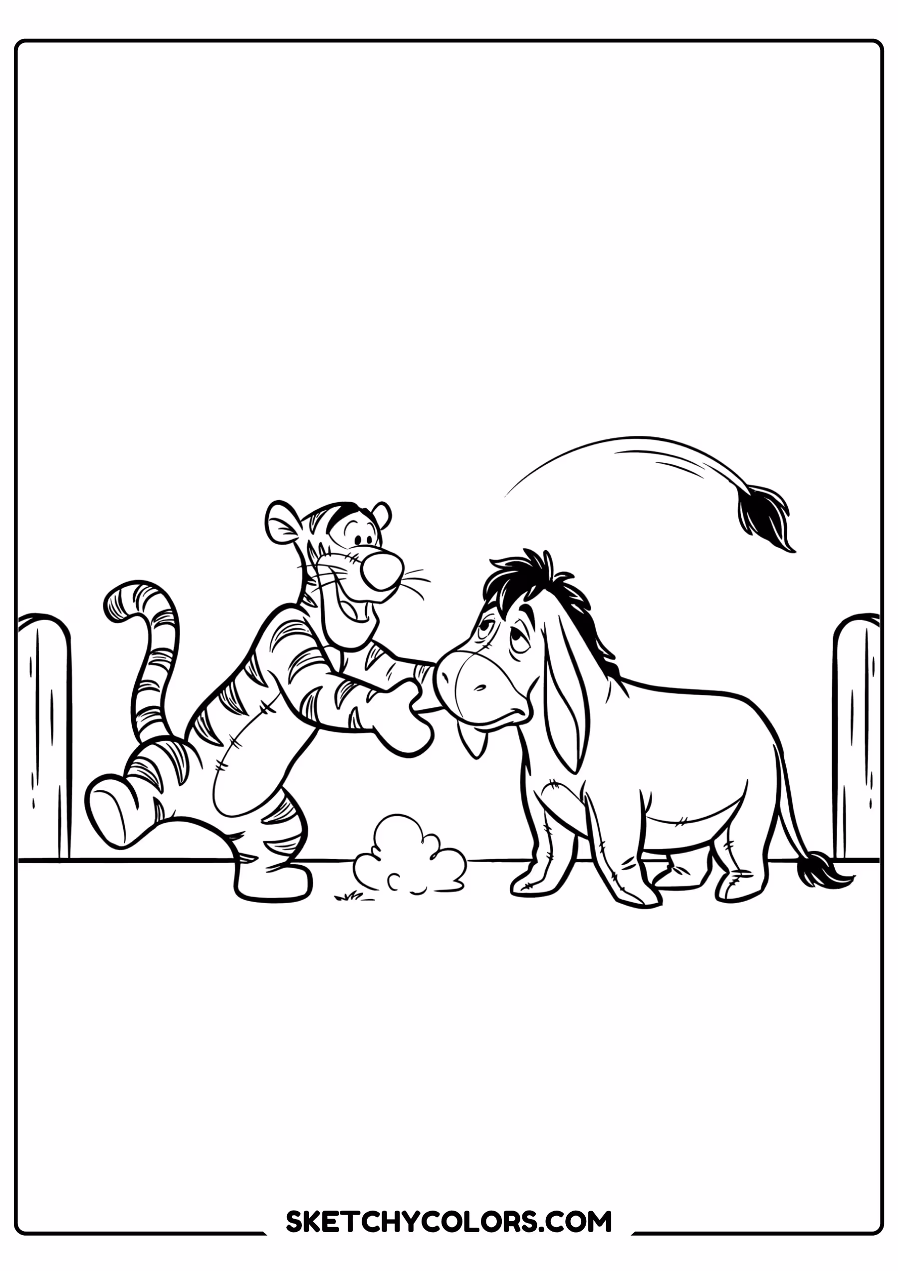 winnie the pooh coloring pages - tigger cheers up eeyore free printable PDF for kids