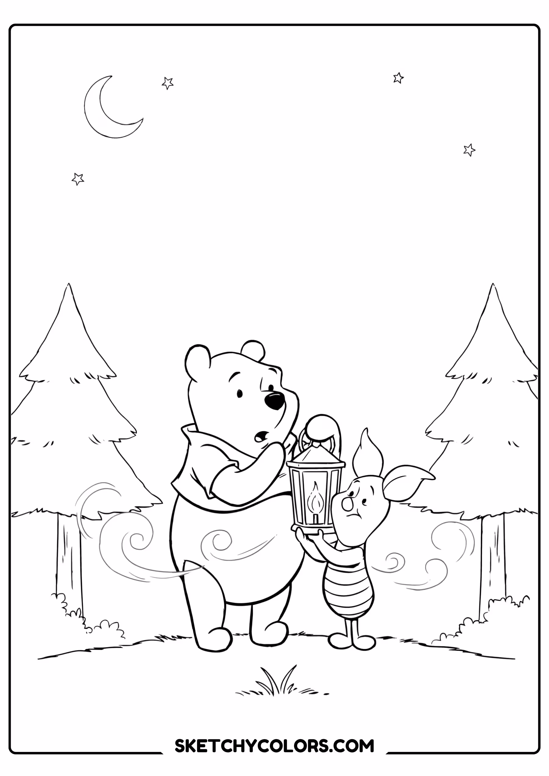 winnie the pooh coloring pages - winter walk with honey free printable PDF for kids