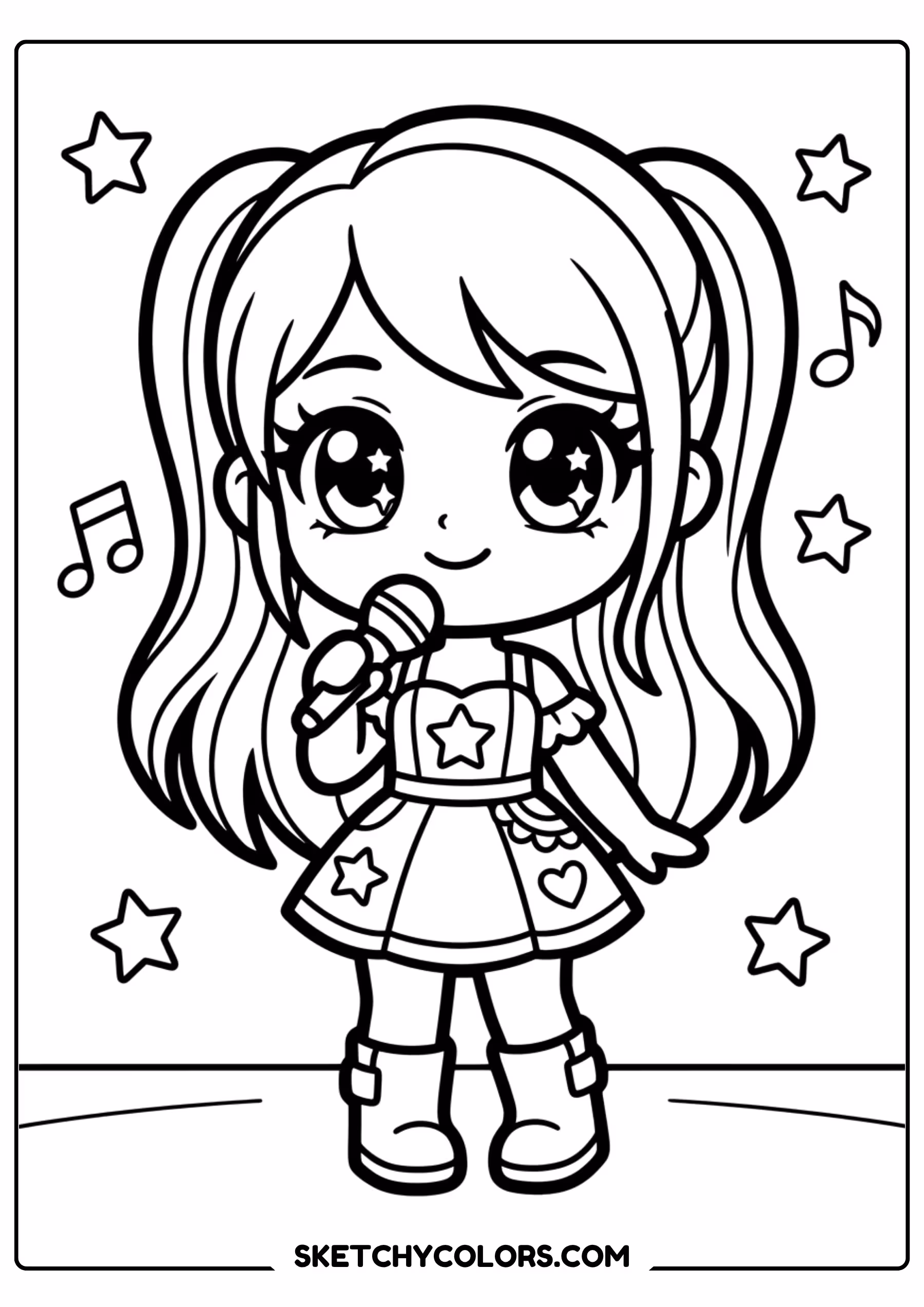 taylor swift coloring pages - kawaii concert cutie free printable PDF for kids